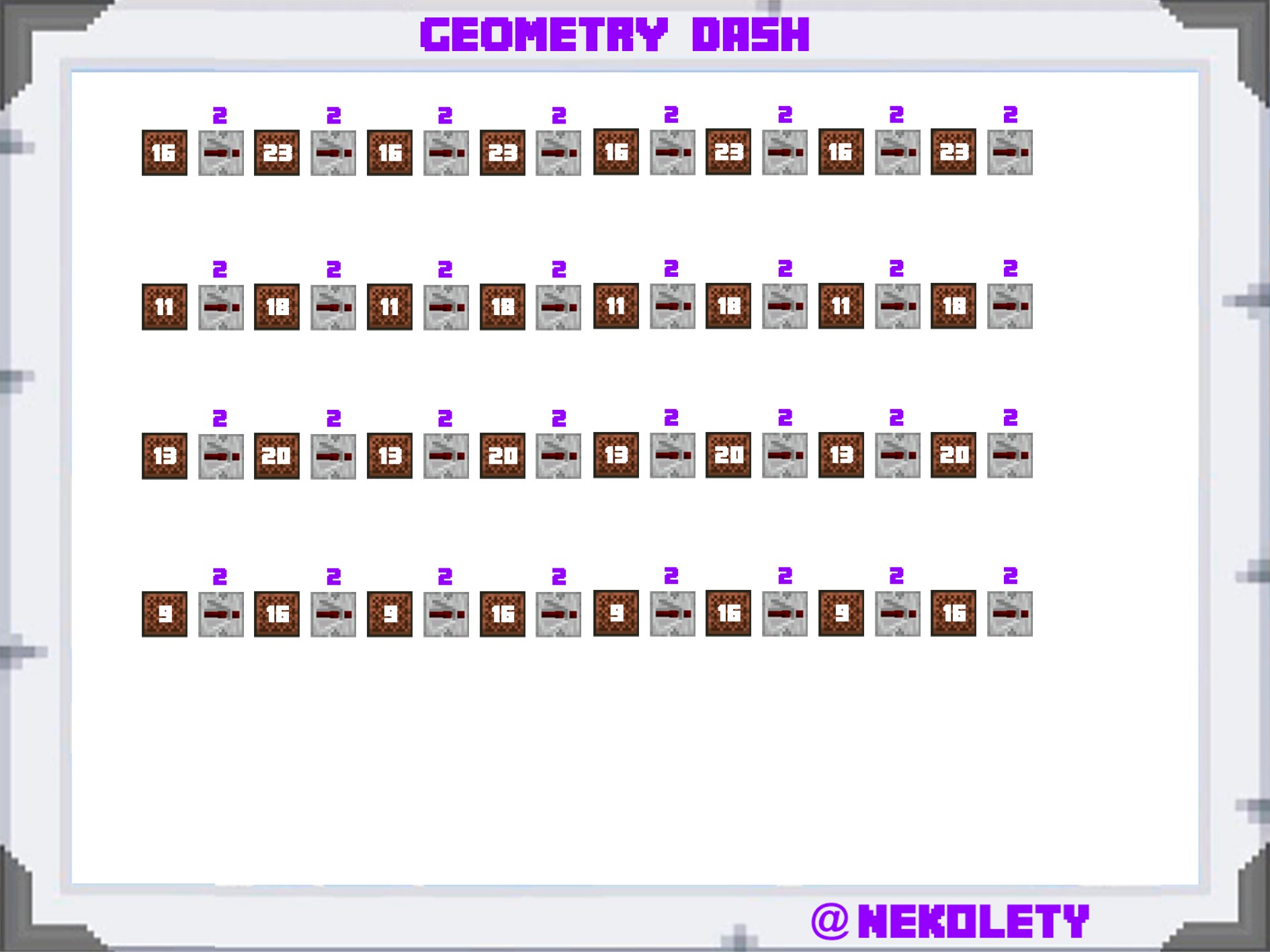 Partitura de geometry dash en Minecraft