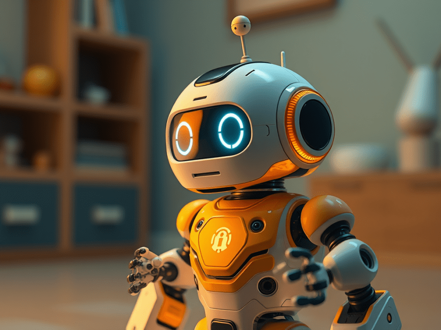 Robot educativo generado por IA para ilustrar robots infantiles