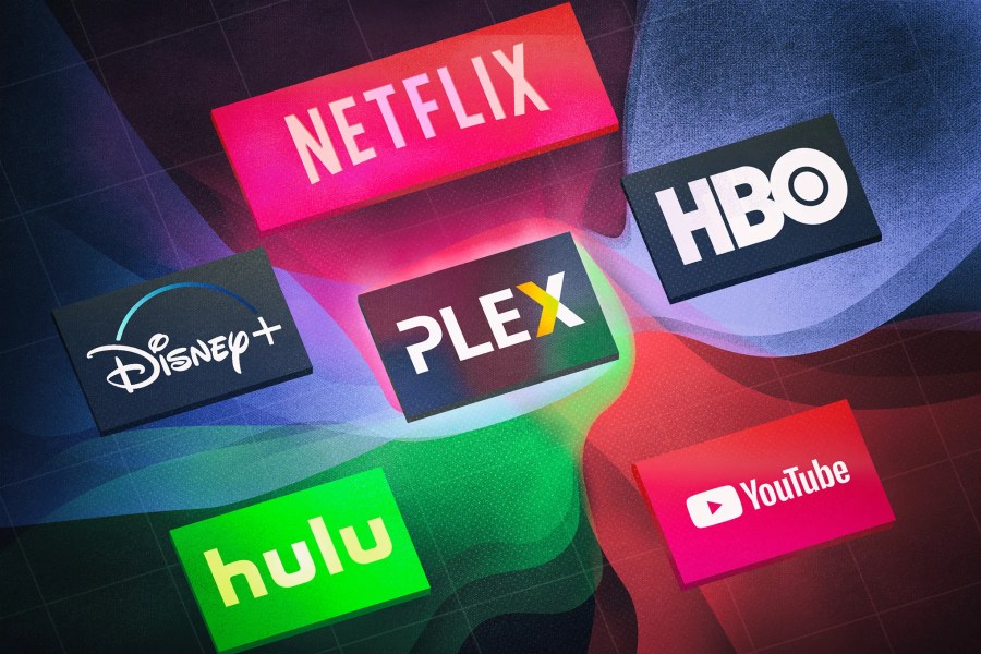 Sesis logos de plataformas de streaming: Disney, HBO, HULU, Youtube y Netflix