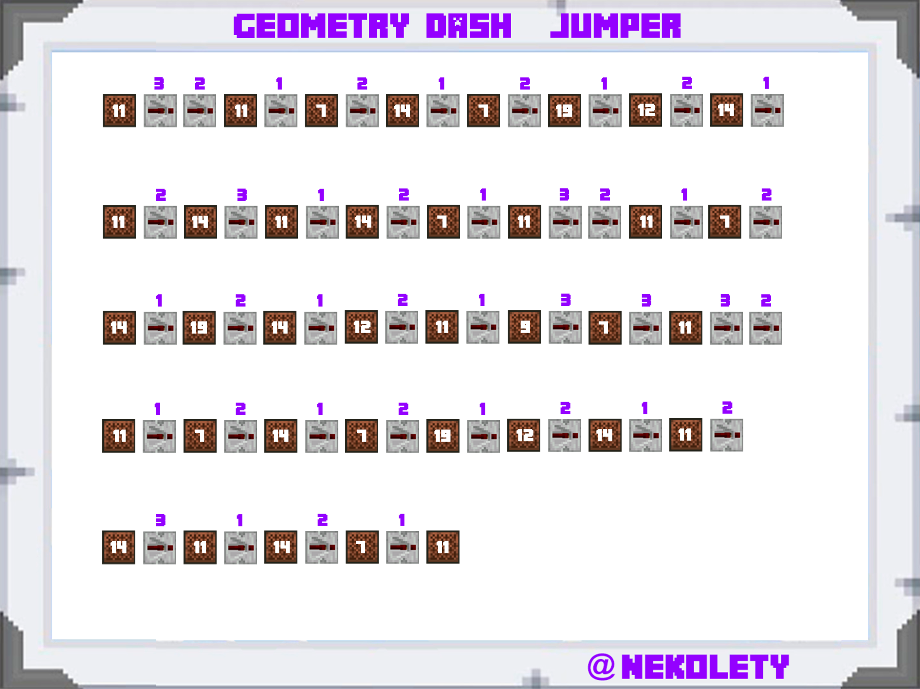 Partitura en Minecraft del nivel jumper del Geometry Dash