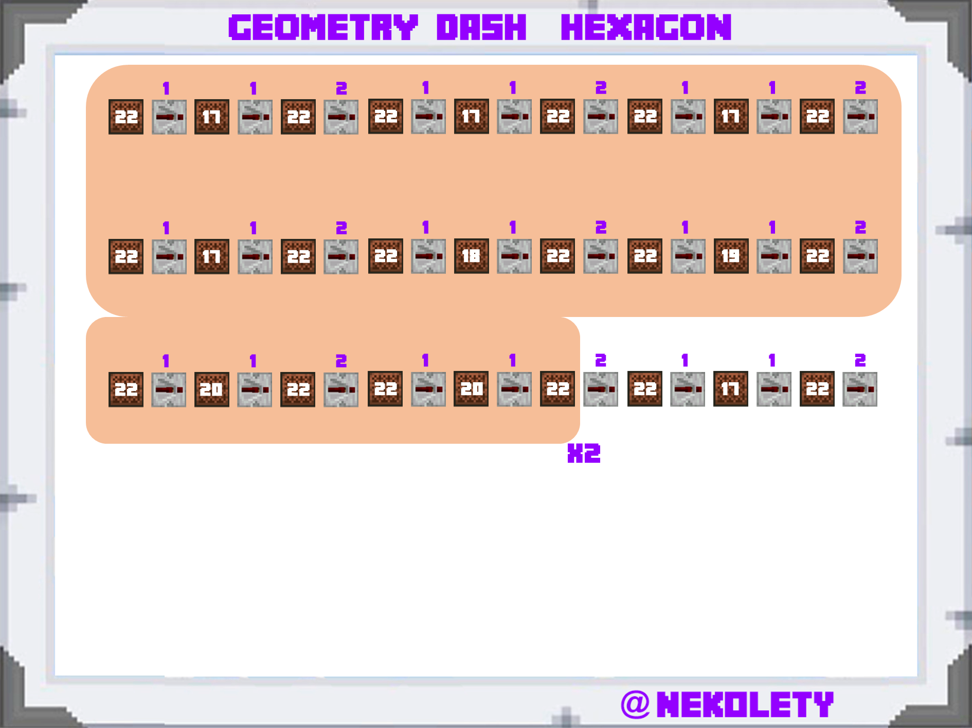 Partitura en Minecraft del nivel Hexagon del Geometry Dash