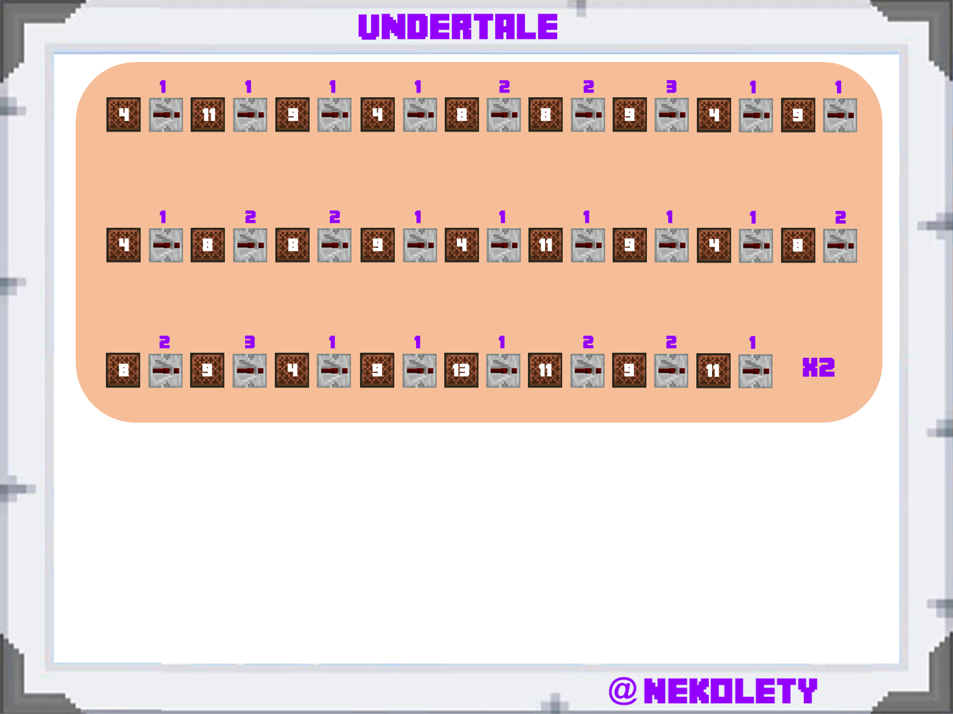 Partitura en Minecraft del Undertale