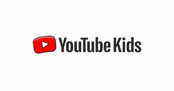 Logo de YouTube Kids con un botón de reproducción rojo y texto en negro.